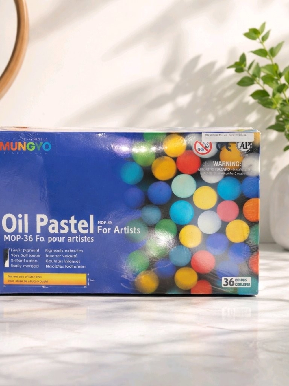 Oil Pastel Set - 36 Colors, Vibrant Blue Packaging